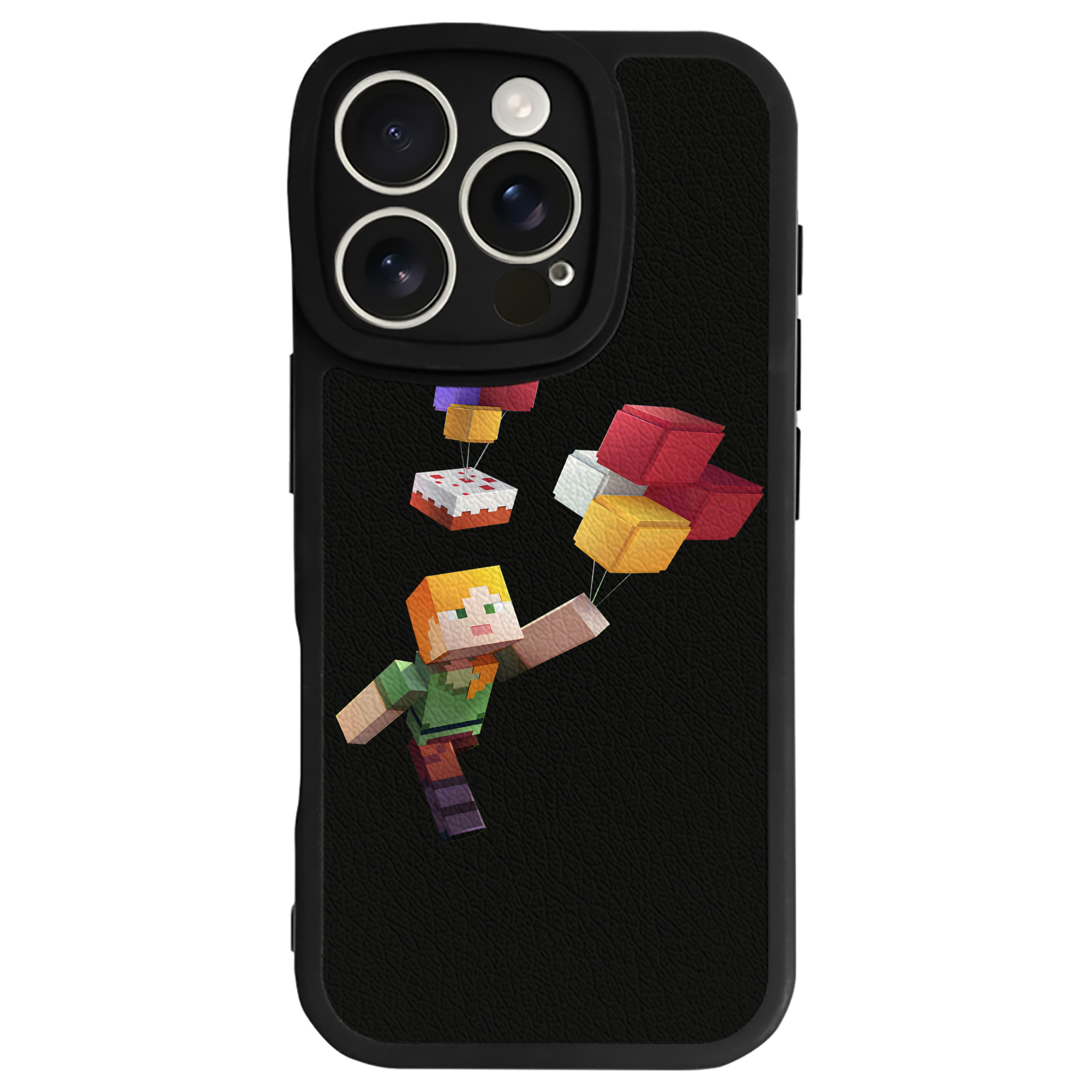 （画像用） マインクラフト ブロックの世界 Minecraft MC Block world 【iPhone 16シリーズ対応】シリコンスマホケース（レザー調） 材質：シリコン